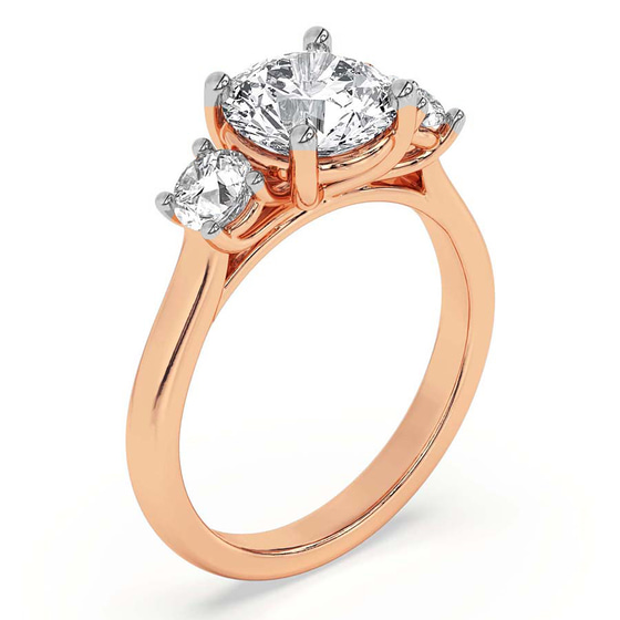 Evelina Round Three Stone Lab Diamond Ring top view