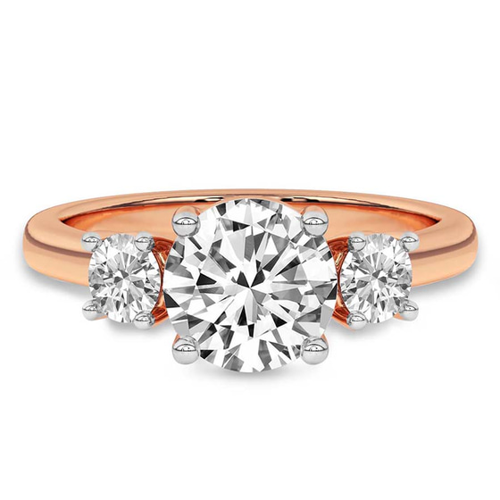 Evelina Round Three Stone Lab Diamond Ring front view