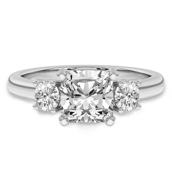 Evelina Round Three Stone Lab Diamond Ring front view