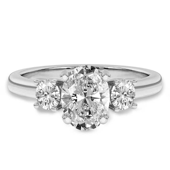 Evelina Round Three Stone Lab Diamond Ring front view