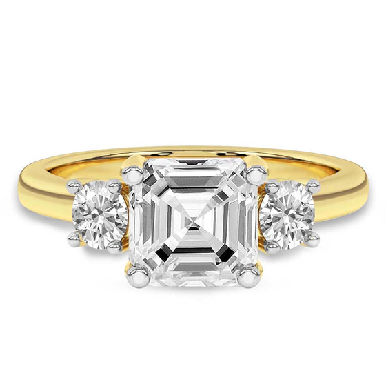 Evelina Round Three Stone Lab Diamond Ring front view