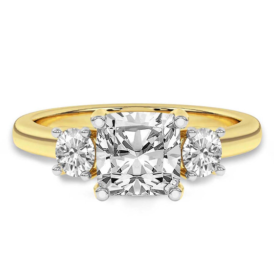 Evelina Round Three Stone Lab Diamond Ring front view