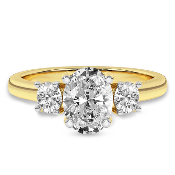 Evelina Round Three Stone Lab Diamond Ring front view