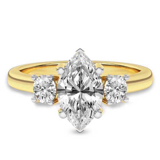 Evelina Round Three Stone Lab Diamond Ring front view