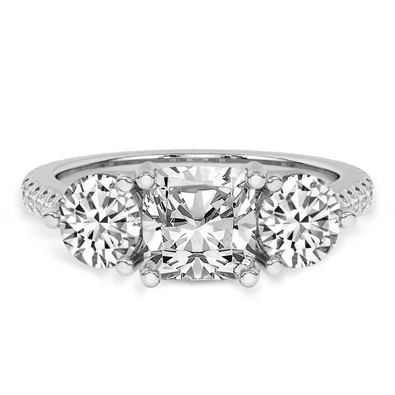Artemis Round Three Stone Lab Diamond Ring front view