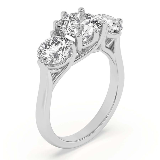 Estella Round Three Stone Lab Diamond Ring top view