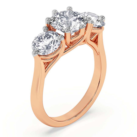 Estella Round Three Stone Lab Diamond Ring top view