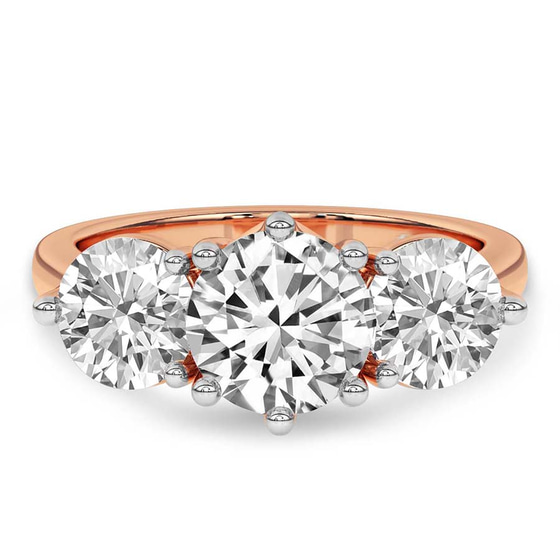 Estella Round Three Stone Lab Diamond Ring front view