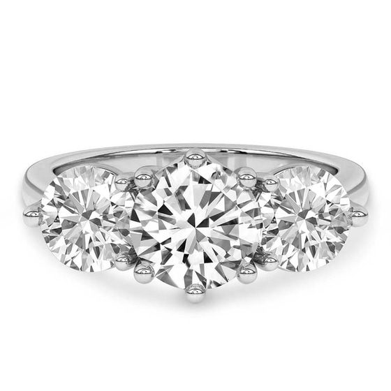Estella Round Three Stone Lab Diamond Ring front view