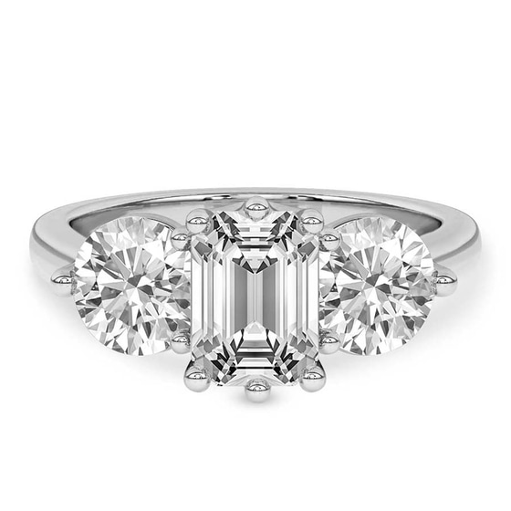 Estella Round Three Stone Lab Diamond Ring front view