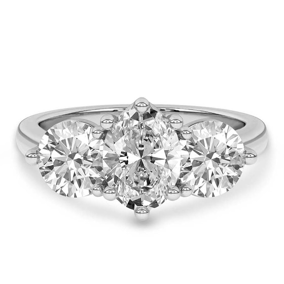 Estella Round Three Stone Lab Diamond Ring front view