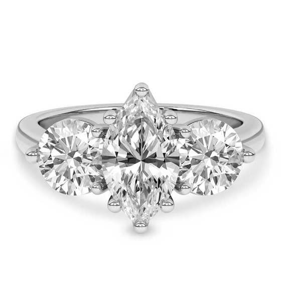 Estella Round Three Stone Lab Diamond Ring front view