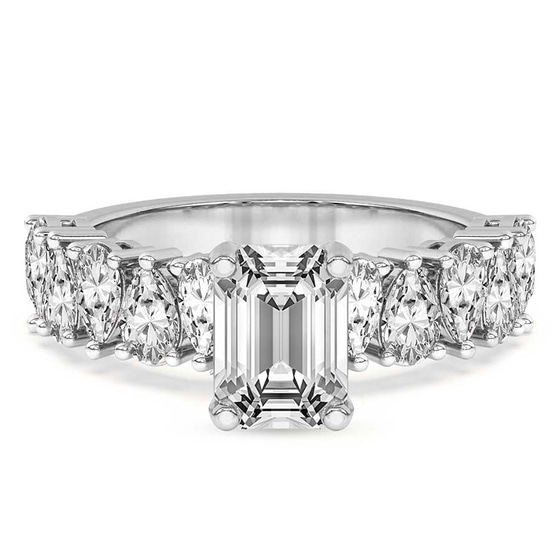 Adeline Side Pear Lab Diamond Ring front view