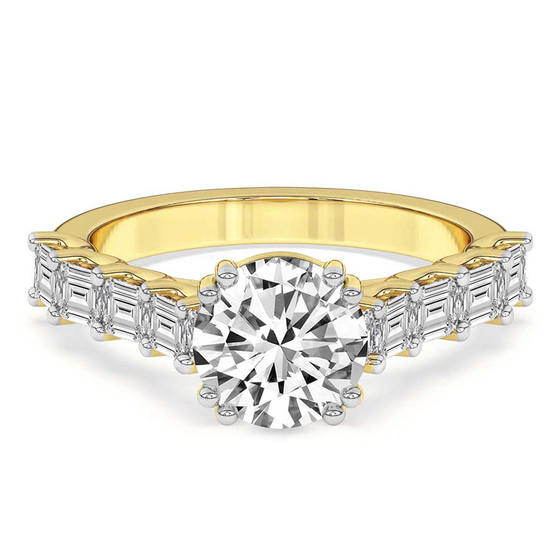 Florence Side Emerald Lab Diamond Ring front view