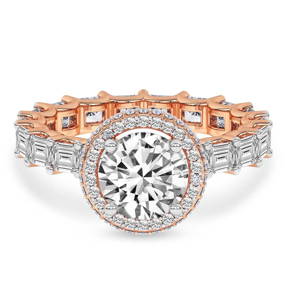 Amaryllis Side Emerald Lab Diamond Ring front view