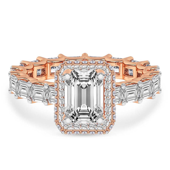 Amaryllis Side Emerald Lab Diamond Ring front view