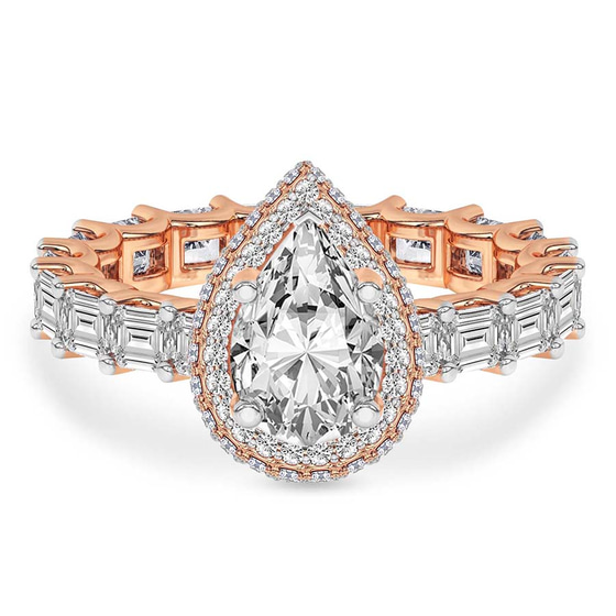Amaryllis Side Emerald Lab Diamond Ring front view