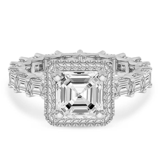 Amaryllis Side Emerald Lab Diamond Ring front view