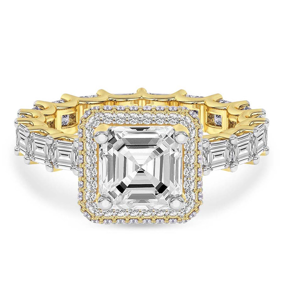 Amaryllis Side Emerald Lab Diamond Ring front view