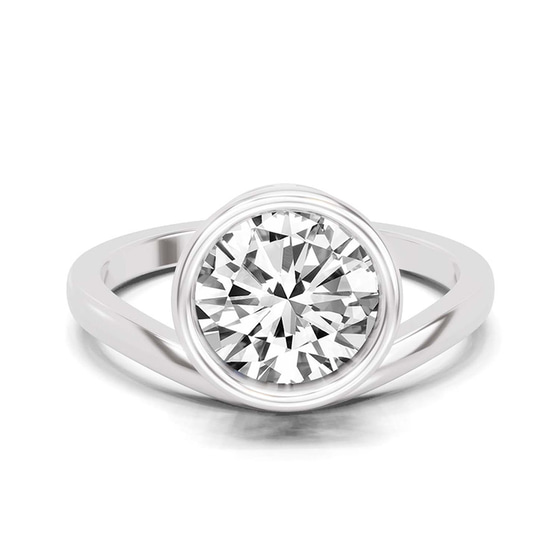 Bezel Crest Solitaire Lab Diamond Ring front view