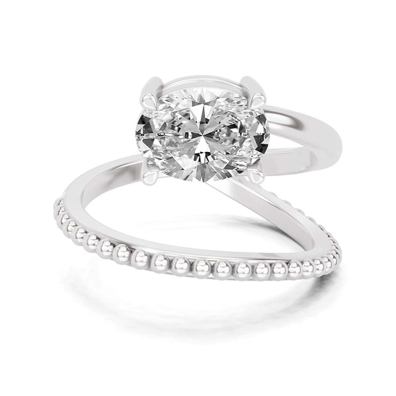 Crest Wrap Four Prong Solitaire Lab Diamond Ring front view