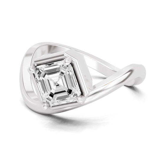Infinity Crest Four Prong Solitaire Lab Diamond Ring front view
