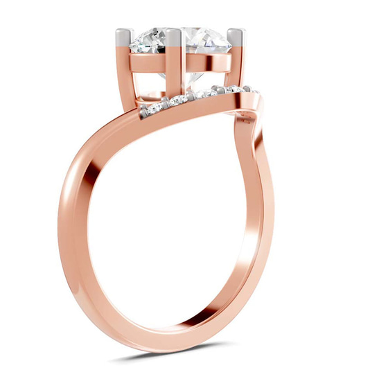 Curved Crest Lab Diamond Ring top view