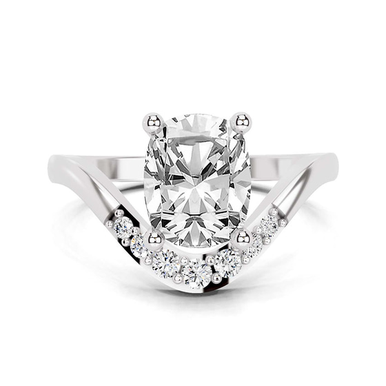 Curved Crest Lab Diamond Ring front view