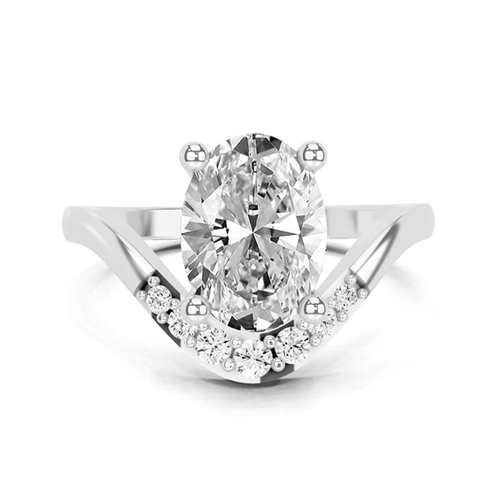 Curved Crest Lab Diamond Ring front view