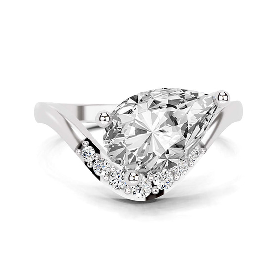 Curved Crest Lab Diamond Ring front view