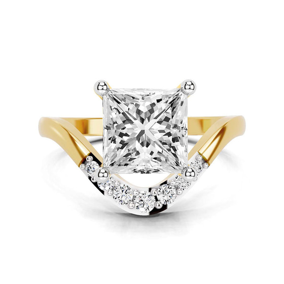 Curved Crest Lab Diamond Ring front view