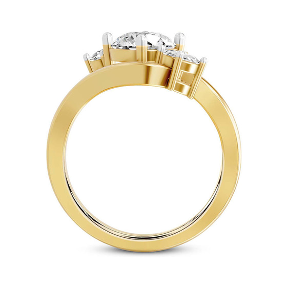 Three Stone Crest Lab Diamond Ring top view