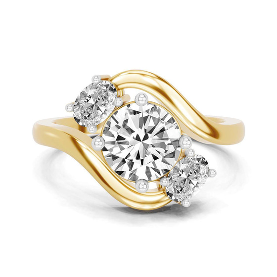 Three Stone Crest Lab Diamond Ring front view