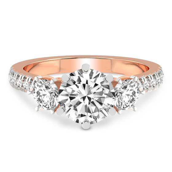 Tiara Three stone Lab Diamond Ring front view
