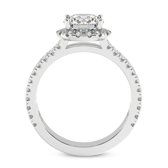 Luna Split Shank Halo Lab Diamond Ring