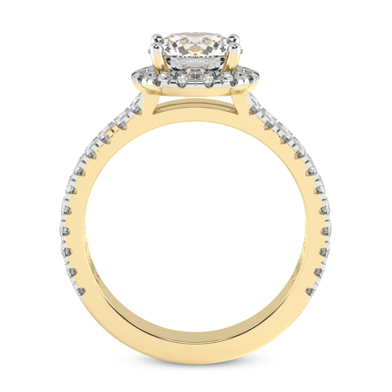 Luna Split Shank Halo Lab Diamond Ring