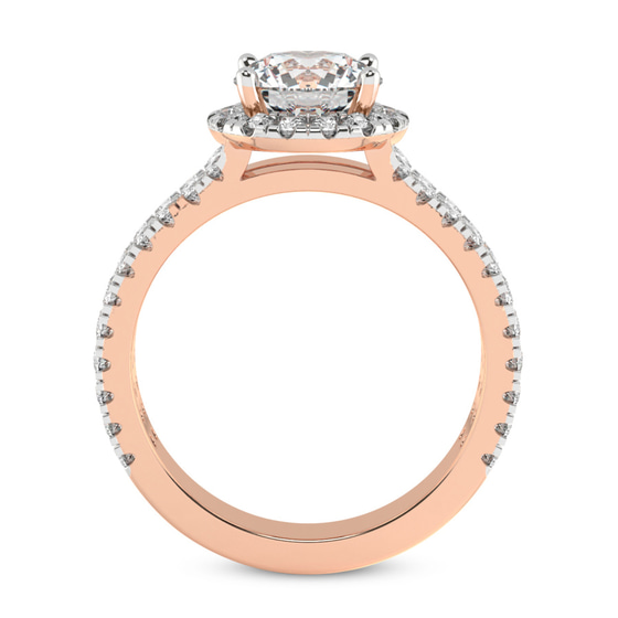 Luna Split Shank Halo Lab Diamond Ring