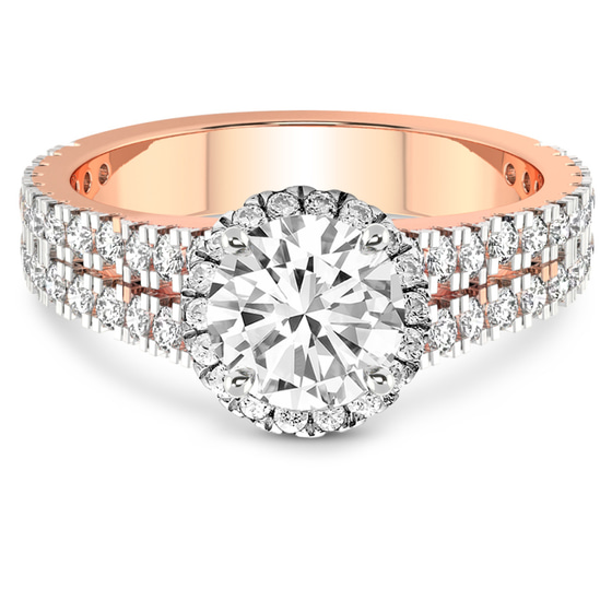 Luna Split Shank Halo Lab Diamond Ring