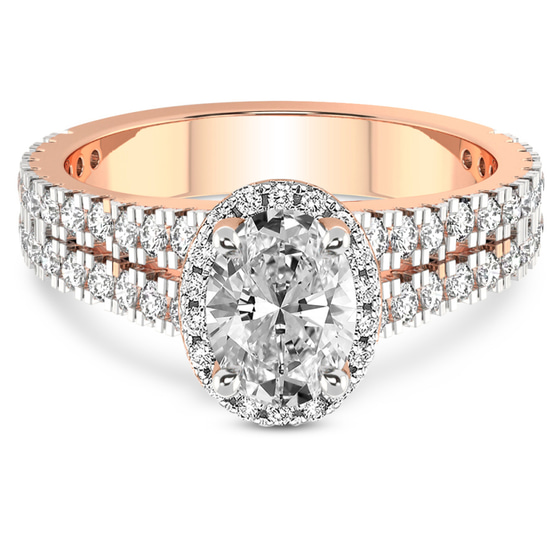 Luna Split Shank Halo Lab Diamond Ring