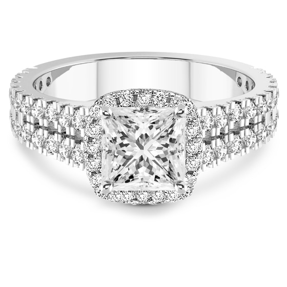 Luna Split Shank Halo Lab Diamond Ring