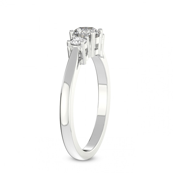 Intricacy Three stone Lab Diamond Ring top view