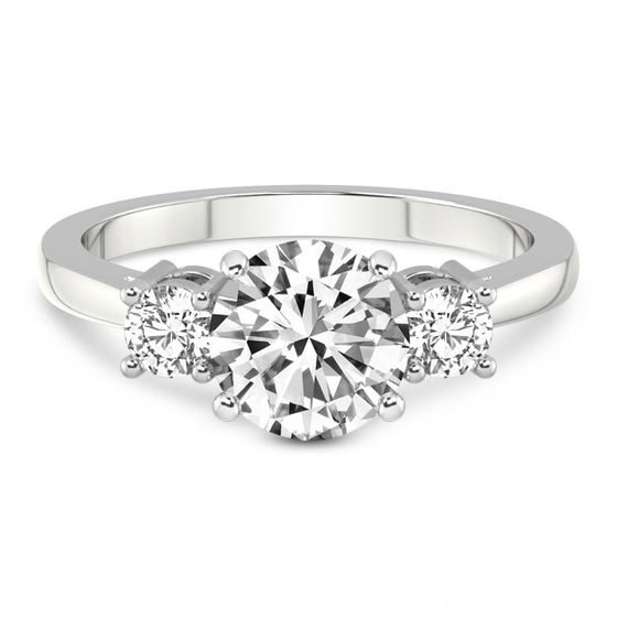 Intricacy Three stone Lab Diamond Ring front view