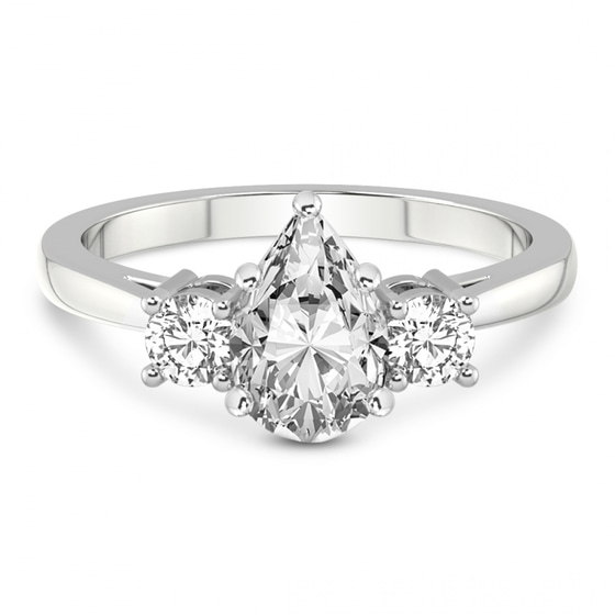Intricacy Three stone Lab Diamond Ring front view