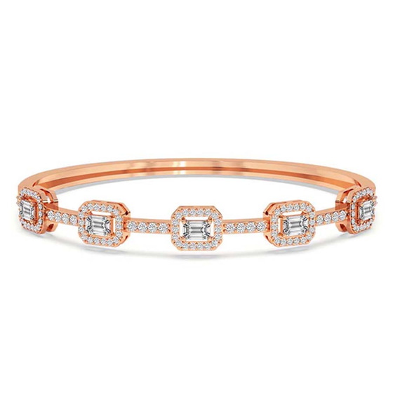 Emerald Embrace Lab Diamond Openable Bangle Bracelet front view