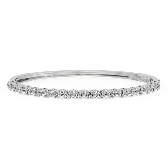 Oval Serenity Lab Diamond Openable Bangle Bracelet front view