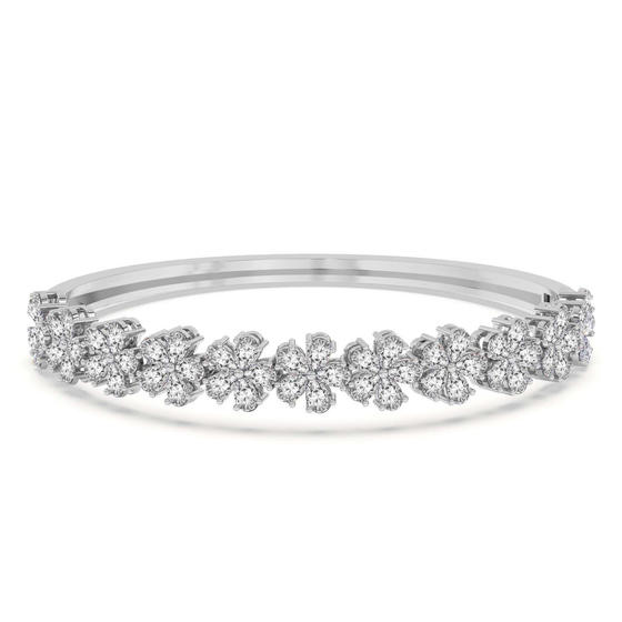 Pear Petal Lab Diamond Openable Bangle Bracelet front view