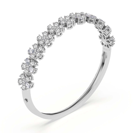Pear Petal Lab Diamond Openable Bangle Bracelet left view