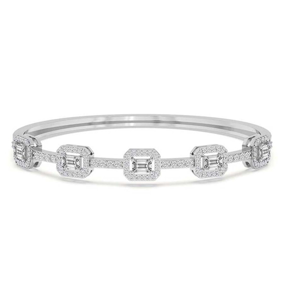 Emerald Embrace Lab Diamond Openable Bangle Bracelet front view