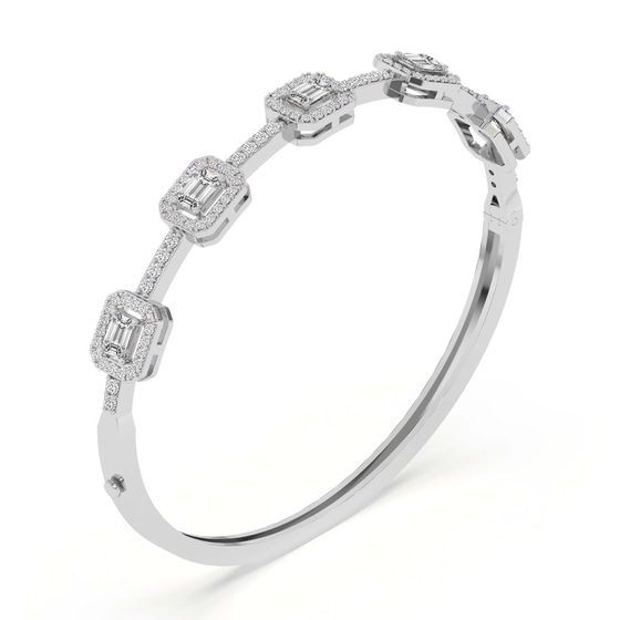 Emerald Embrace Lab Diamond Openable Bangle Bracelet left view