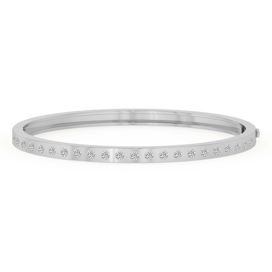 Round Glow Classic Lab Diamond Openable Bangle Bracelet front view